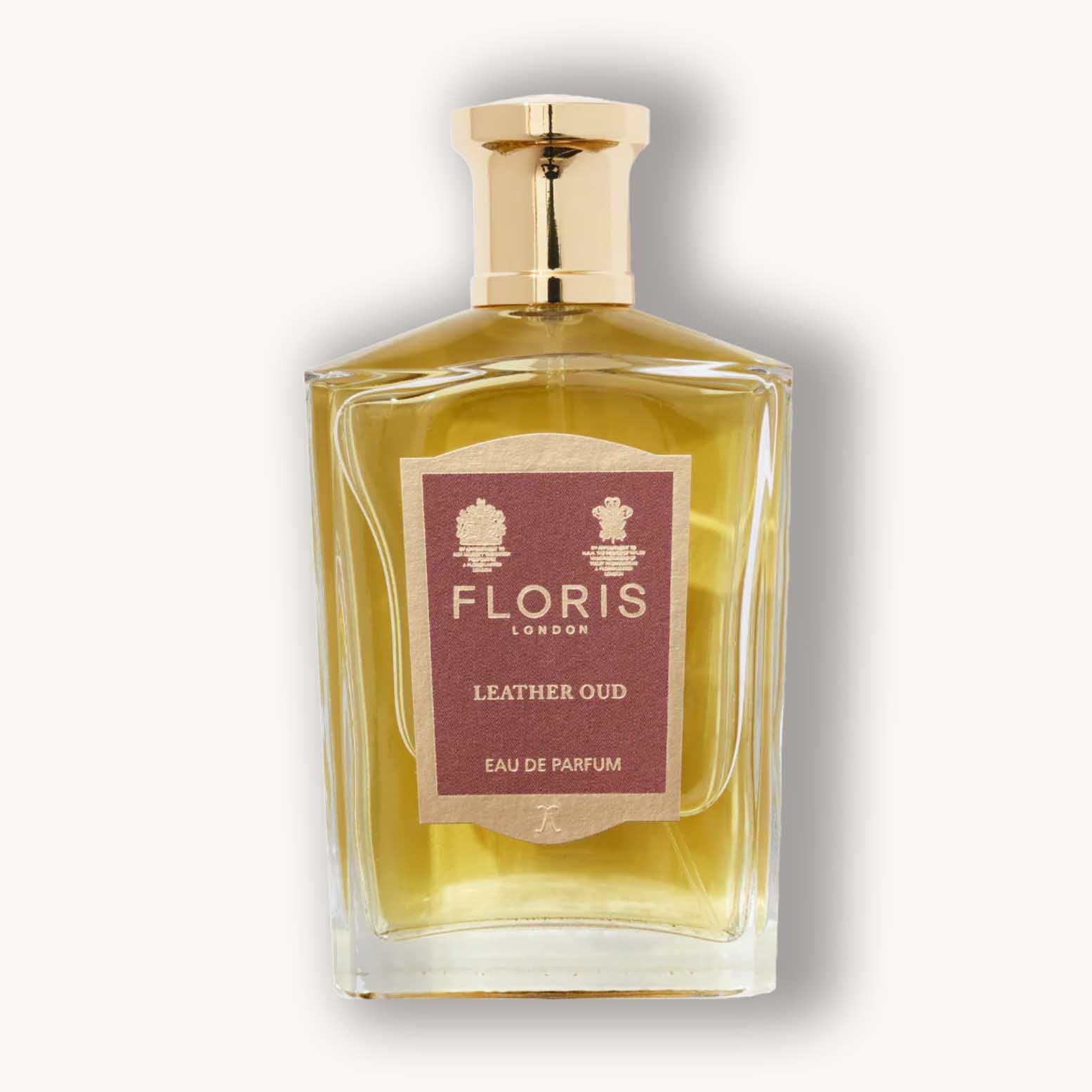 A perfume bottle of Floris London Leather Oud.