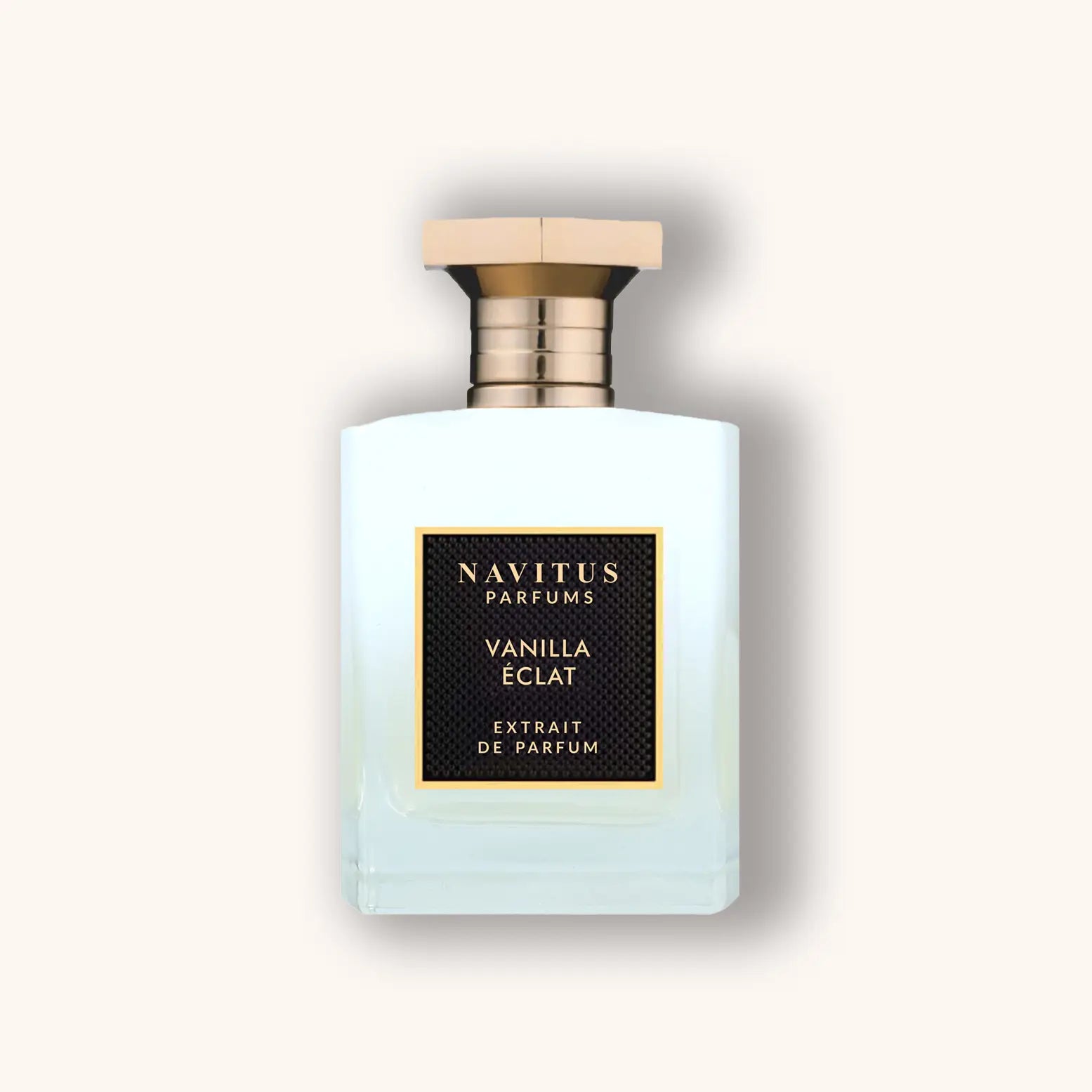 Navitus Parfums Vanille Eclat Extrait de Parfum – warm woody and oriental fragrance in a very soft blue and white  bottle with gold details.